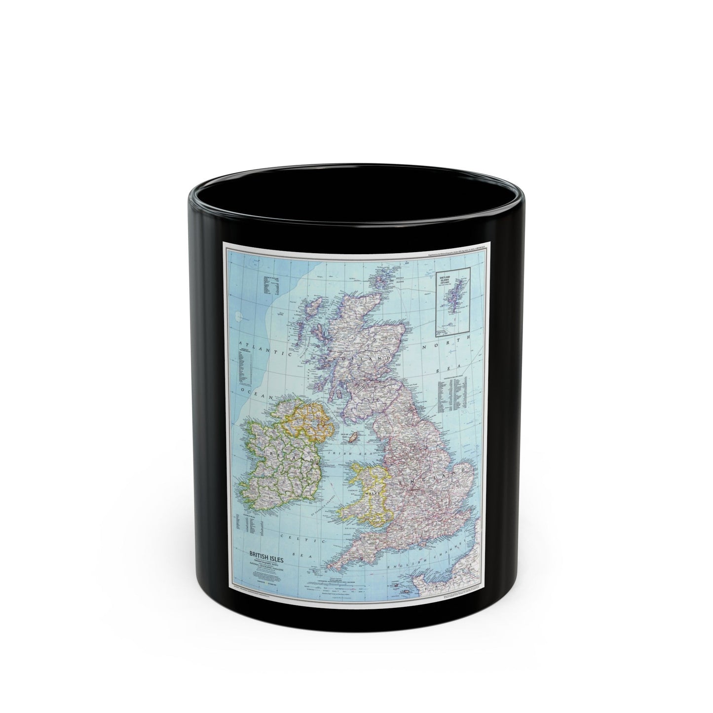 British Isles (1979) (Map) Black Coffee Mug-11oz-The Sticker Space