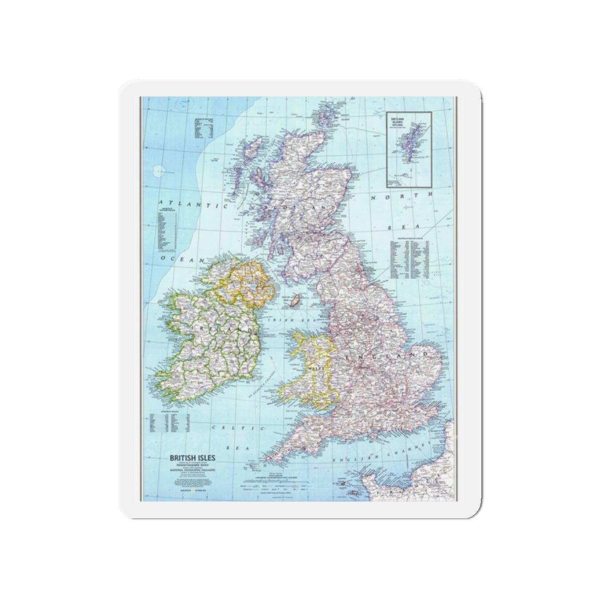 British Isles (1979) (Map) Refrigerator Magnet-2" x 2"-The Sticker Space