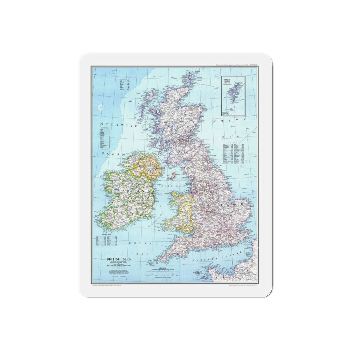 British Isles (1979) (Map) Refrigerator Magnet-6 × 6"-The Sticker Space