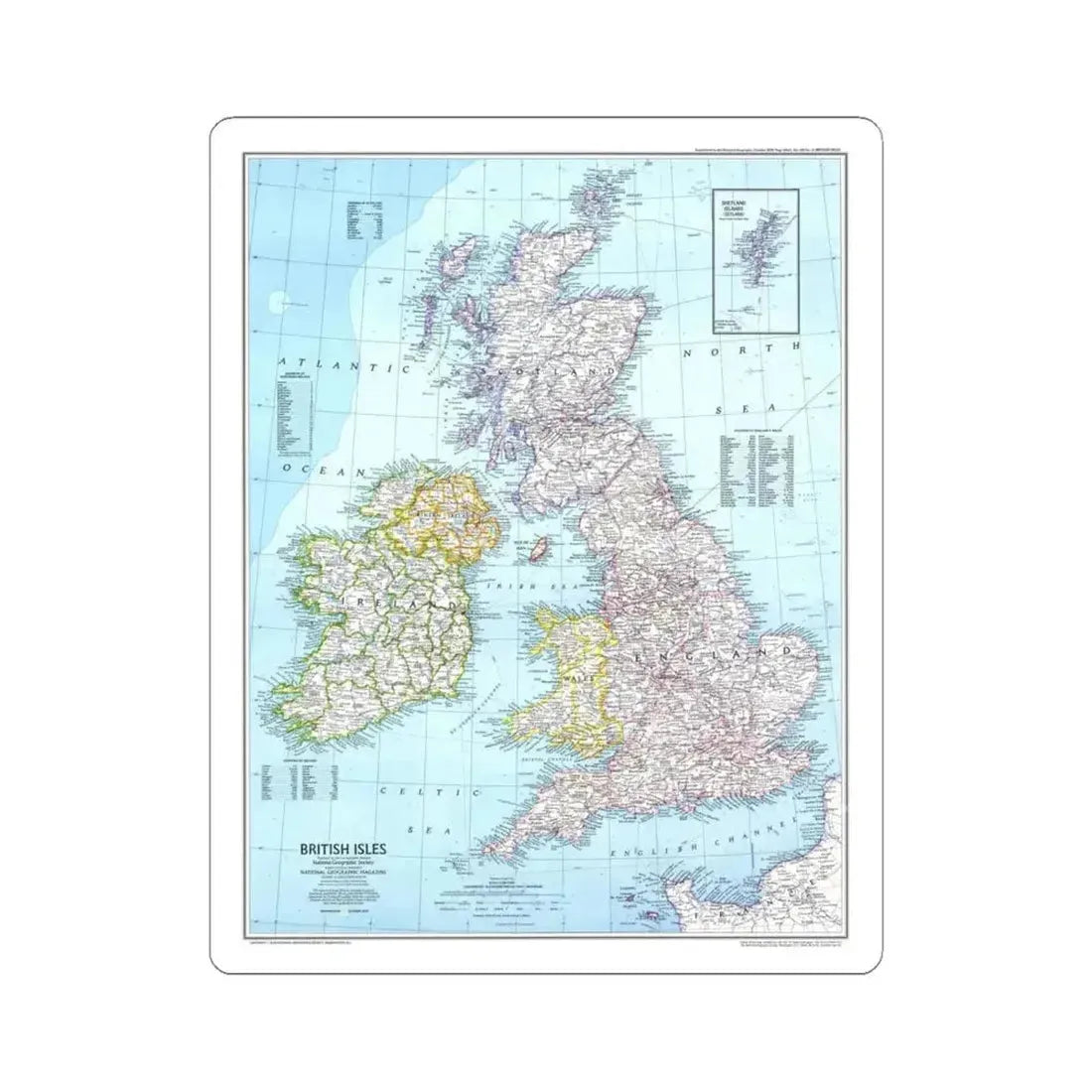 British Isles (1979) (Map) STICKER Vinyl Kiss-Cut Decal 6 Inch White - The Sticker Space