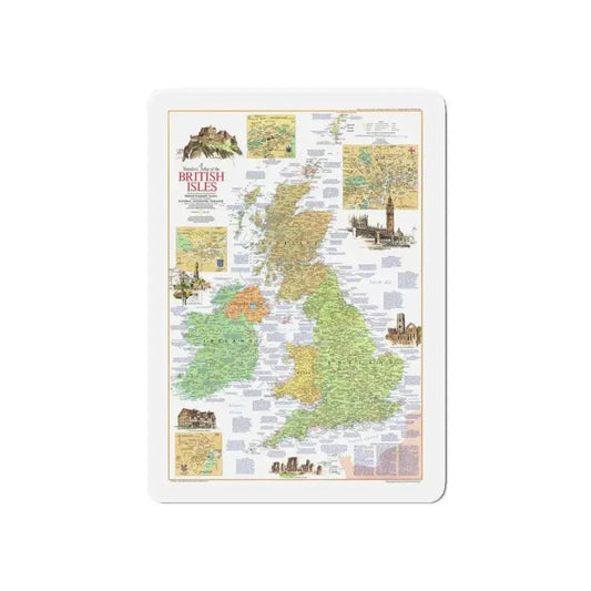 British Isles - A Traveller's Map 1 (1974) (Map) Refrigerator Magnet 6 Inch - The Sticker Space