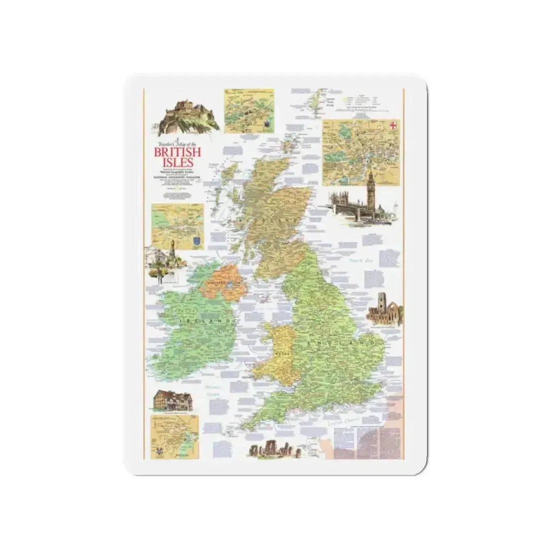 British Isles - A Traveller's Map 1 (1974) (Map) Refrigerator Magnet - The Sticker Space