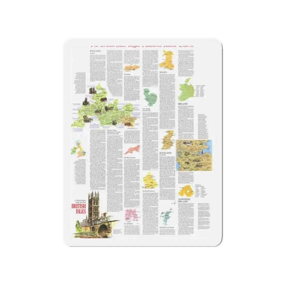 British Isles - A Traveller's Map 2 (1974) (Map) Refrigerator Magnet 2 Inch - The Sticker Space