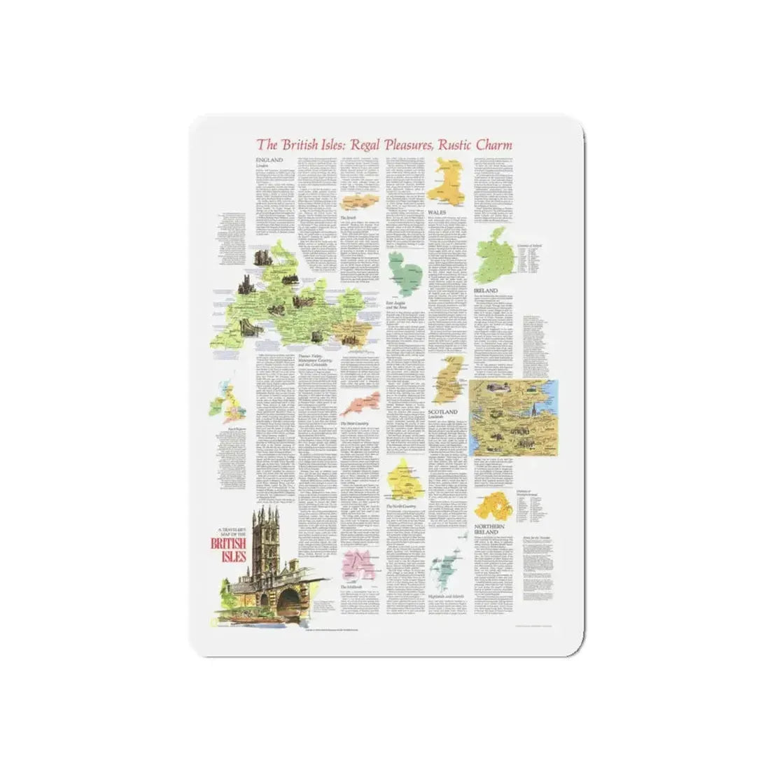 British Isles - A Traveller's Map 2 (1974) (Map) Refrigerator Magnet 5 Inch - The Sticker Space
