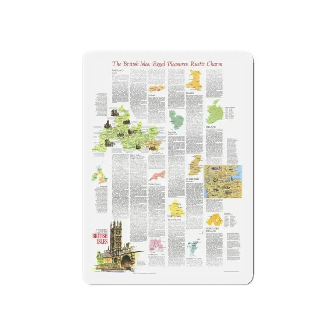 British Isles - A Traveller's Map 2 (1974) (Map) Refrigerator Magnet 6 Inch - The Sticker Space