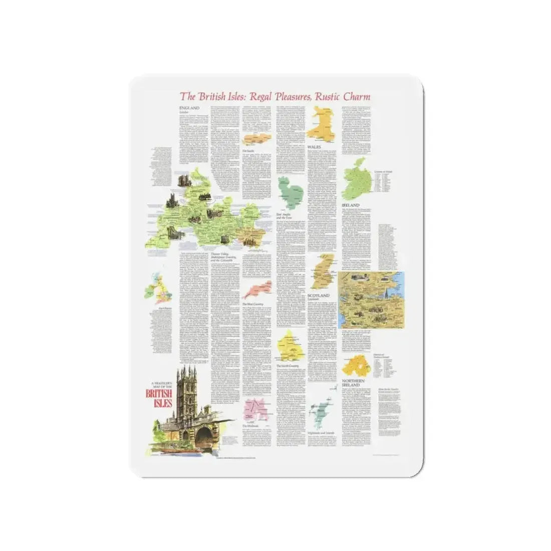 British Isles - A Traveller's Map 2 (1974) (Map) Refrigerator Magnet - The Sticker Space