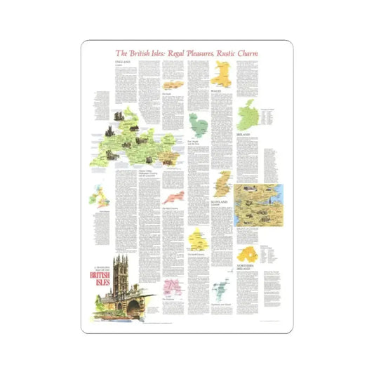 British Isles - A Traveller's Map 2 (1974) (Map) STICKER Vinyl Kiss-Cut Decal 2 Inch White - The Sticker Space