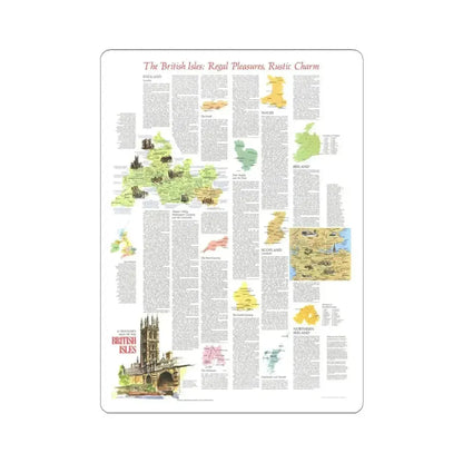 British Isles - A Traveller's Map 2 (1974) (Map) STICKER Vinyl Kiss-Cut Decal 3 Inch White - The Sticker Space