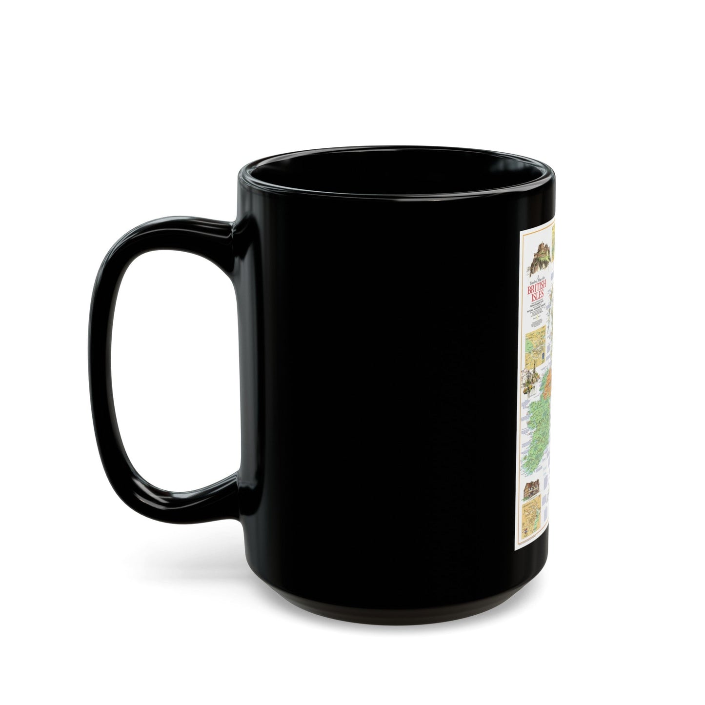 British Isles - A Traveller's Map 1 (1974) (Map) Black Coffee Mug-The Sticker Space