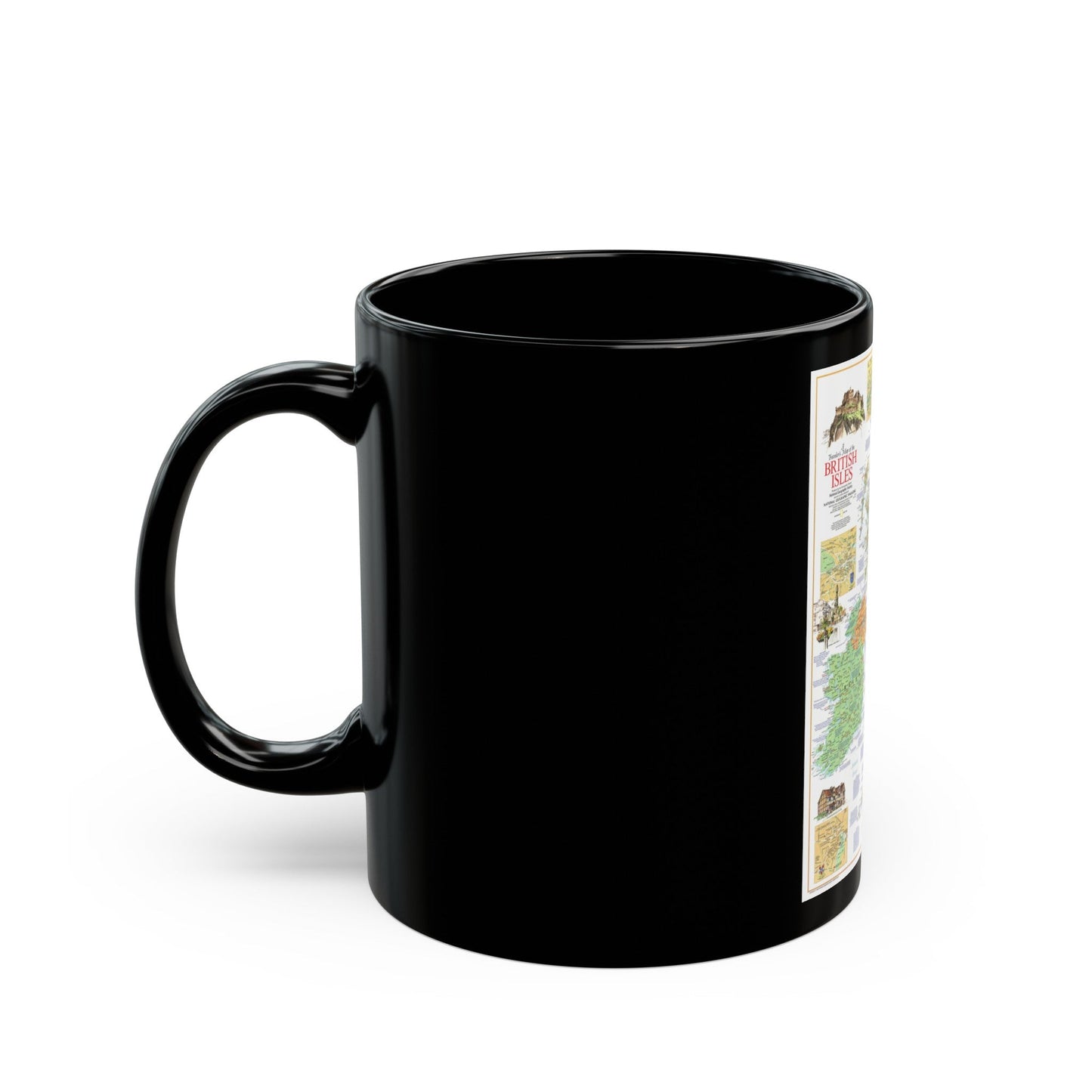 British Isles - A Traveller's Map 1 (1974) (Map) Black Coffee Mug-The Sticker Space