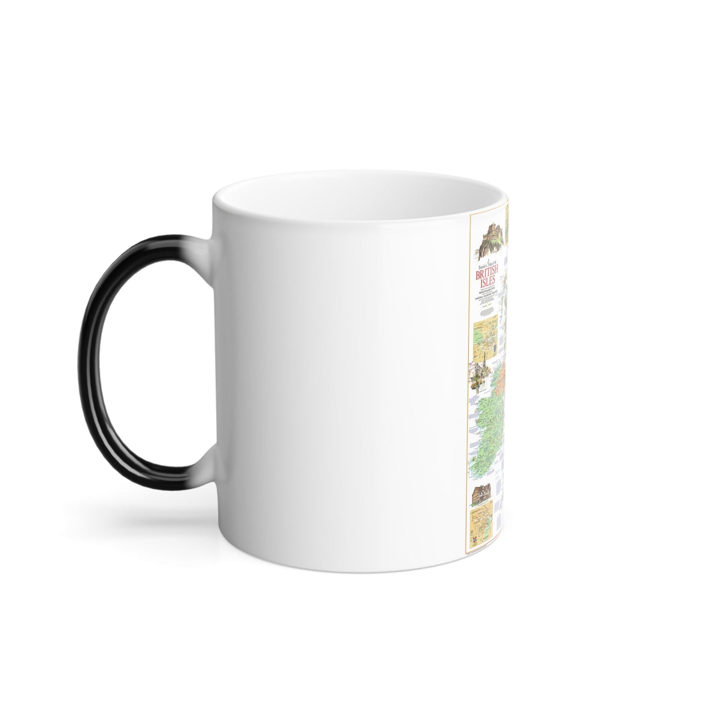 British Isles - A Traveller's Map 1 (1974) (Map) Color Changing Mug 11oz-11oz-The Sticker Space