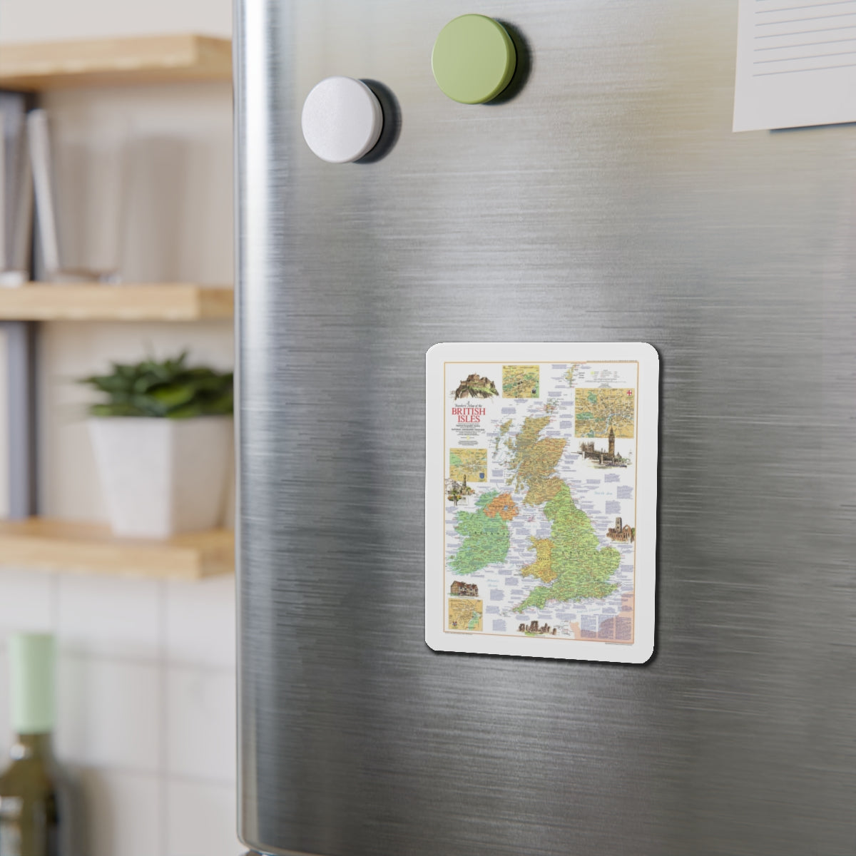 British Isles - A Traveller's Map 1 (1974) (Map) Refrigerator Magnet-The Sticker Space