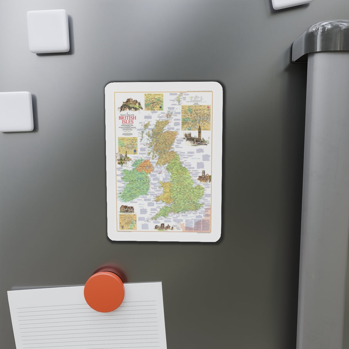 British Isles - A Traveller's Map 1 (1974) (Map) Refrigerator Magnet-The Sticker Space