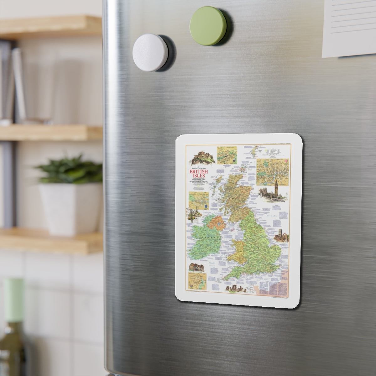 British Isles - A Traveller's Map 1 (1974) (Map) Refrigerator Magnet-The Sticker Space