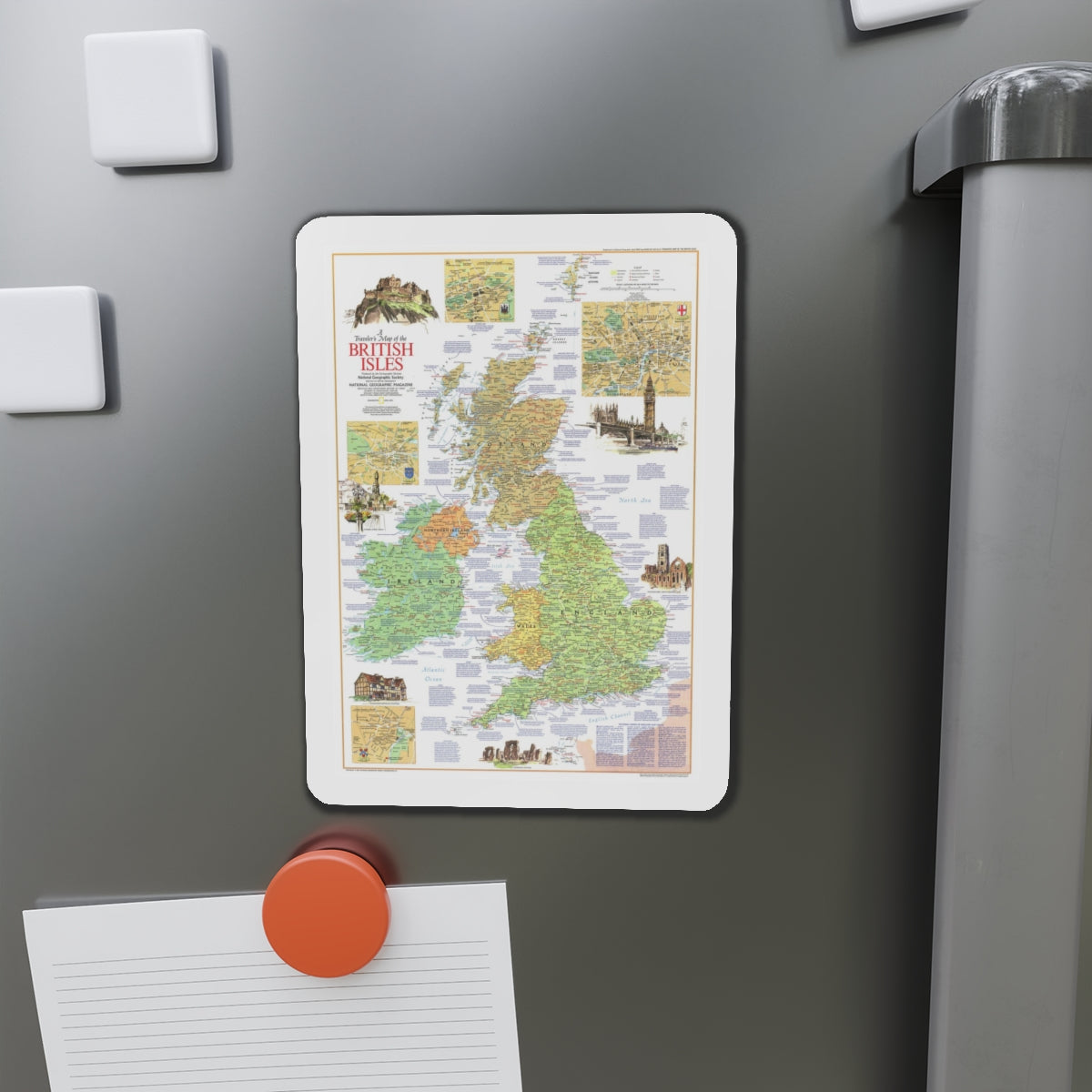 British Isles - A Traveller's Map 1 (1974) (Map) Refrigerator Magnet-The Sticker Space