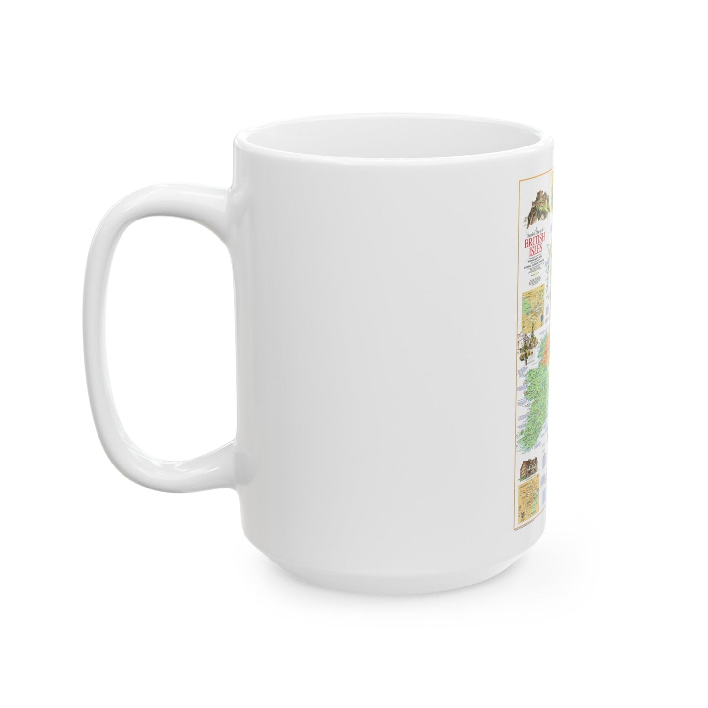 British Isles - A Traveller's Map 1 (1974) (Map) White Coffee Mug-The Sticker Space