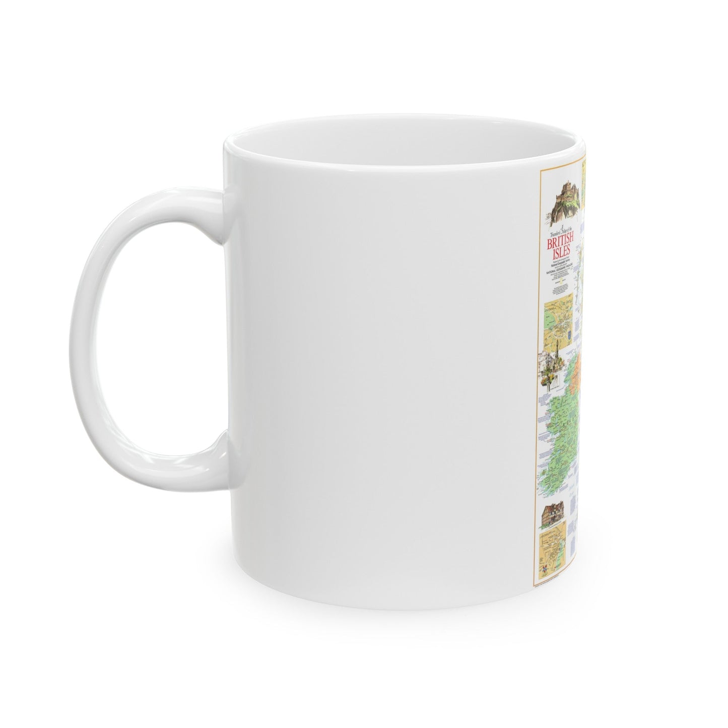 British Isles - A Traveller's Map 1 (1974) (Map) White Coffee Mug-The Sticker Space