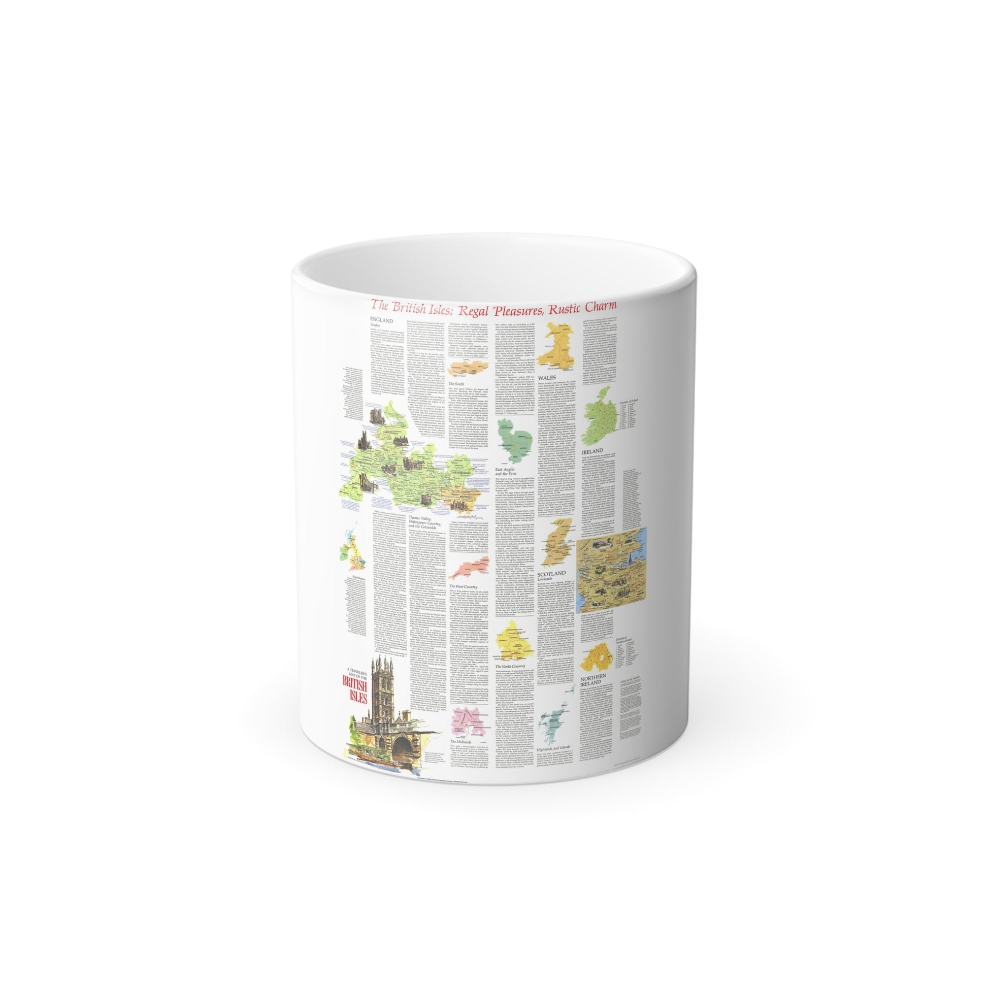 British Isles - A Traveller's Map 2 (1974) (Map) Color Changing Mug 11oz-11oz-The Sticker Space