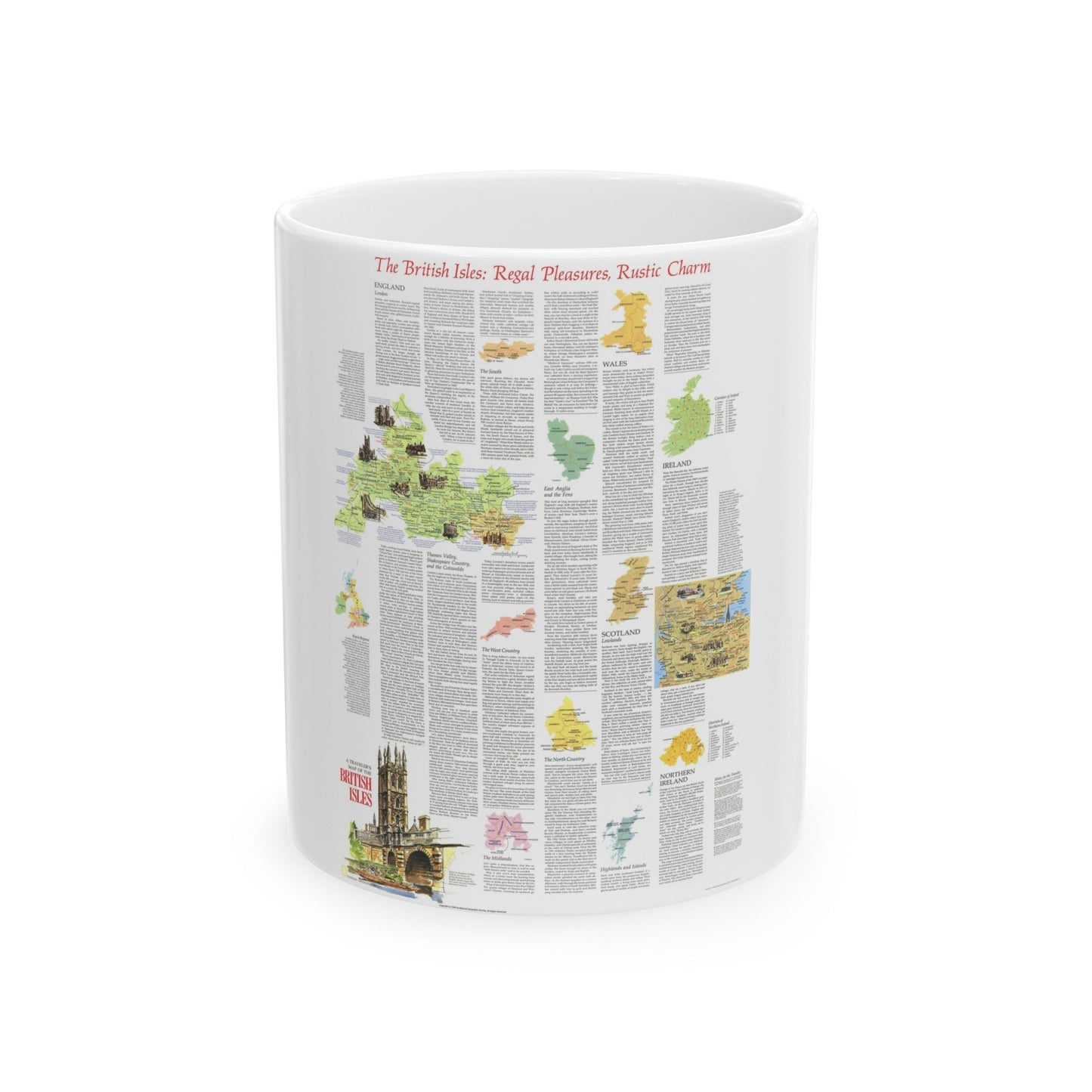 British Isles - A Traveller's Map 2 (1974) (Map) White Coffee Mug-11oz-The Sticker Space