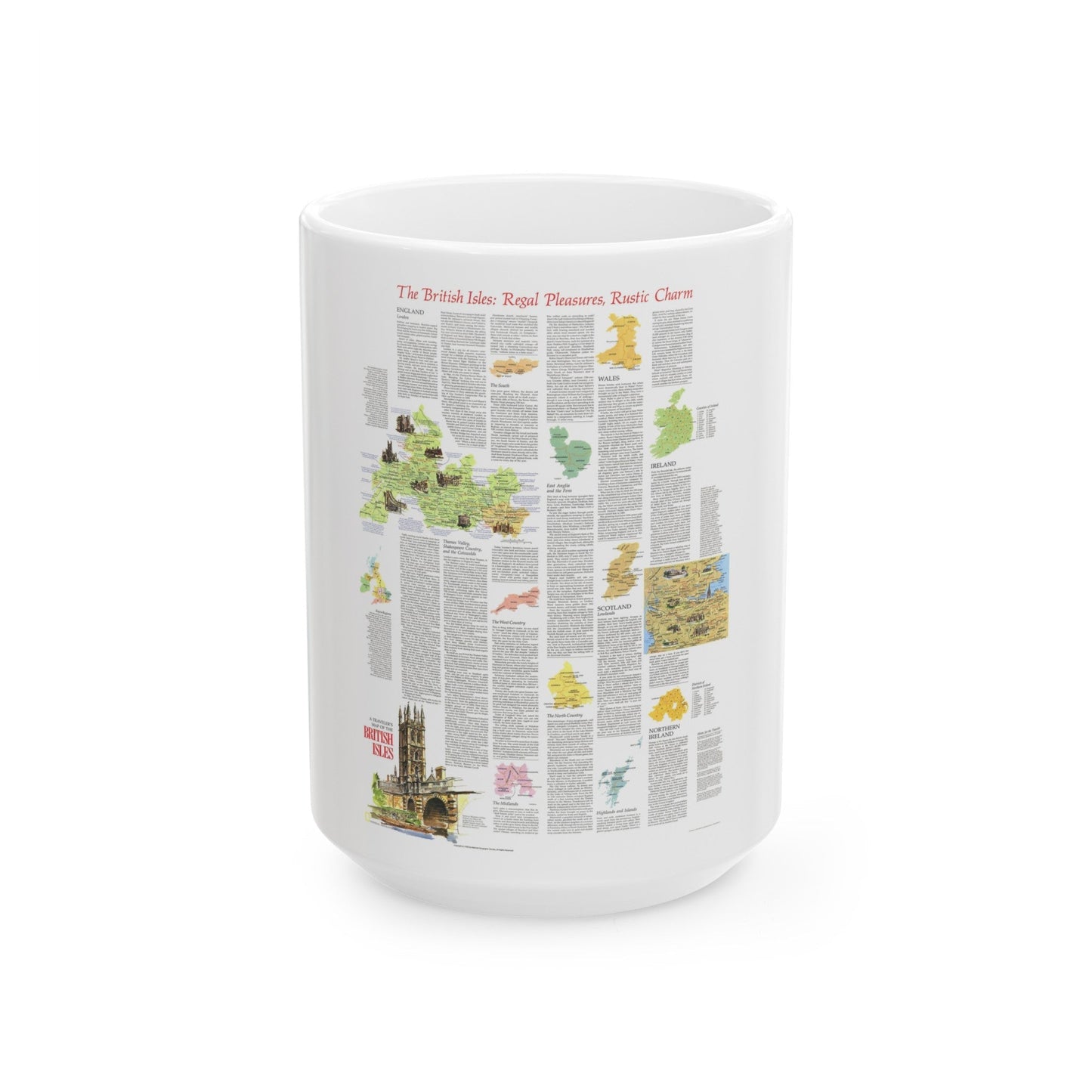 British Isles - A Traveller's Map 2 (1974) (Map) White Coffee Mug-15oz-The Sticker Space