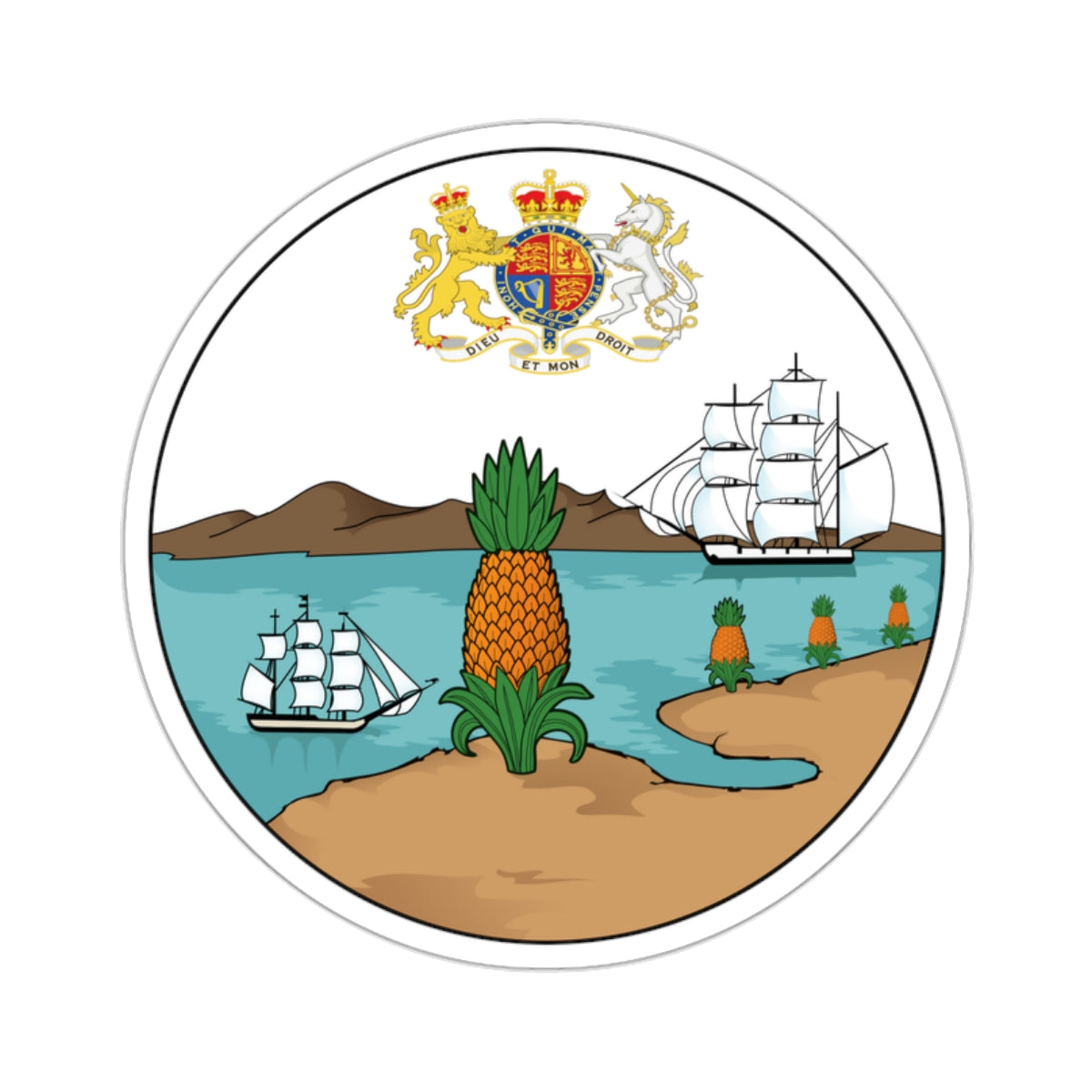 British Leeward Islands Coat 1871-1956 STICKER Vinyl Die-Cut Decal-White-The Sticker Space