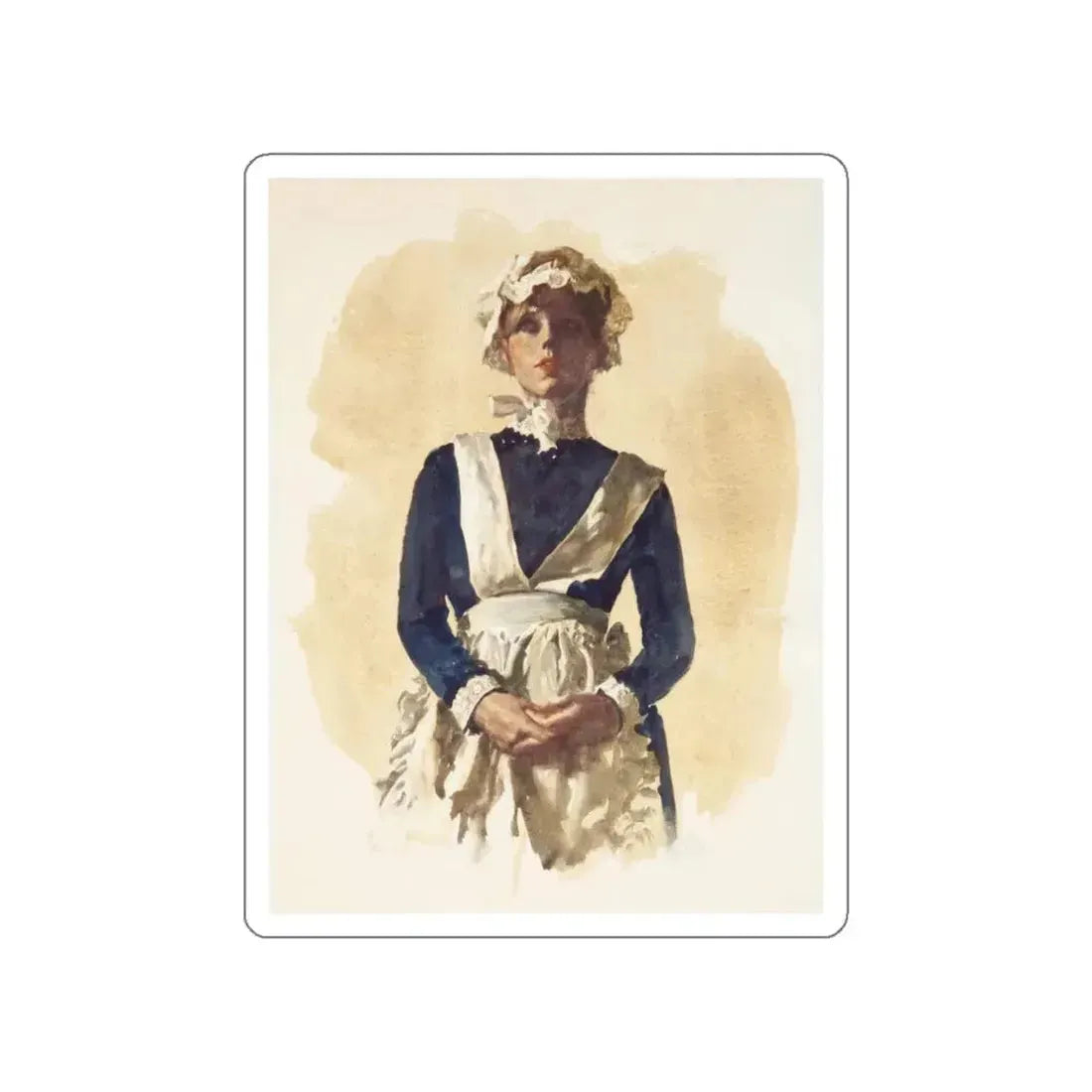 British Maid Illustration (c. 1980s) (Magazine Illustration) STICKER Vinyl Die-Cut Decal White Die-Cut 3 Inch - The Sticker Space