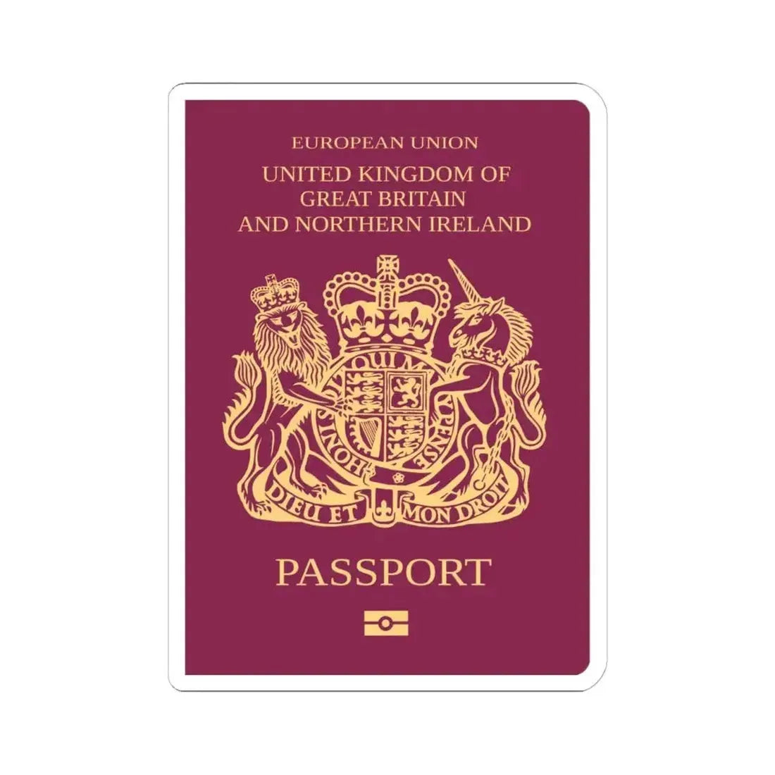 British Passport - STICKER Vinyl Kiss-Cut Decal 4 Inch White - The Sticker Space