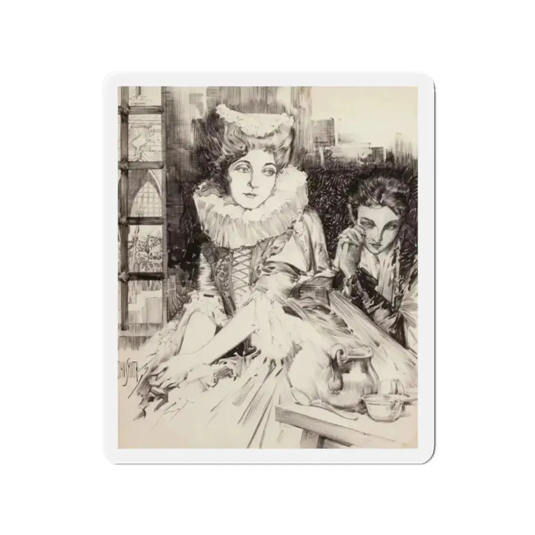 British Scene Depicting the Beheading of Anne Boleyn (Magazine Illustration) Refrigerator Magnet 2 Inch Die-Cut - The Sticker Space