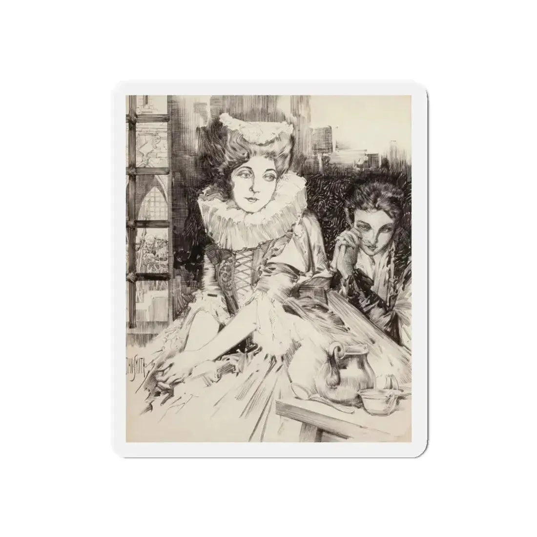 British Scene Depicting the Beheading of Anne Boleyn (Magazine Illustration) Refrigerator Magnet 3 Inch Die-Cut - The Sticker Space