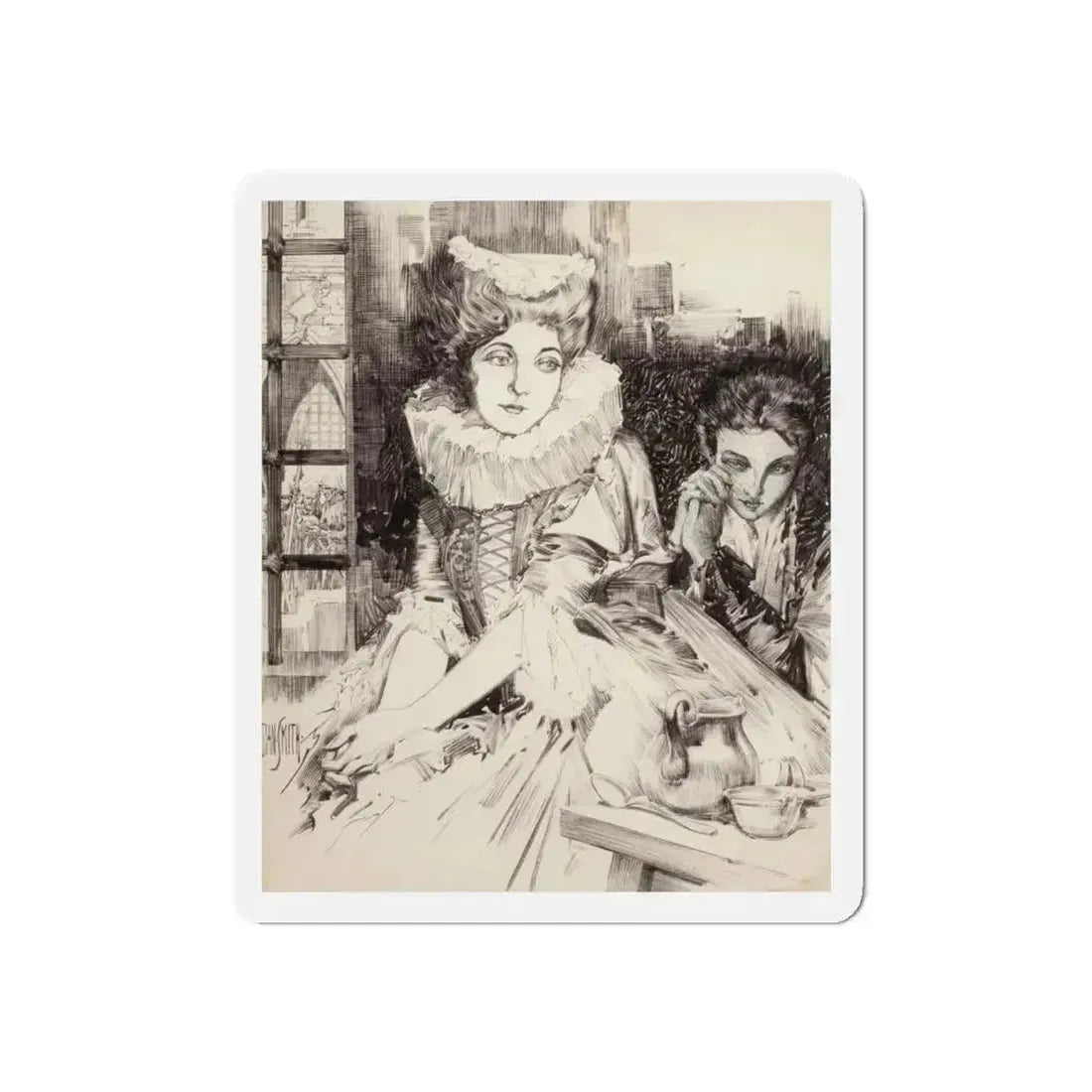 British Scene Depicting the Beheading of Anne Boleyn (Magazine Illustration) Refrigerator Magnet 4 Inch Die-Cut - The Sticker Space