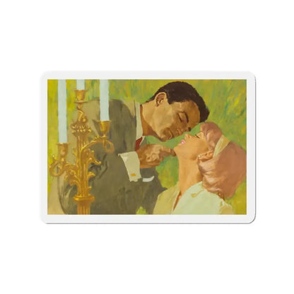 British Women's Magazine Illustration (c. 1963) (Magazine Illustration) Refrigerator Magnet 2 Inch Die-Cut - The Sticker Space