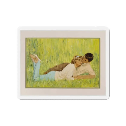 British Women's Magazine Illustration (Grestock and Marsh, c. 1960s) (Magazine Illustration) Refrigerator Magnet 2 Inch Die-Cut - The Sticker Space