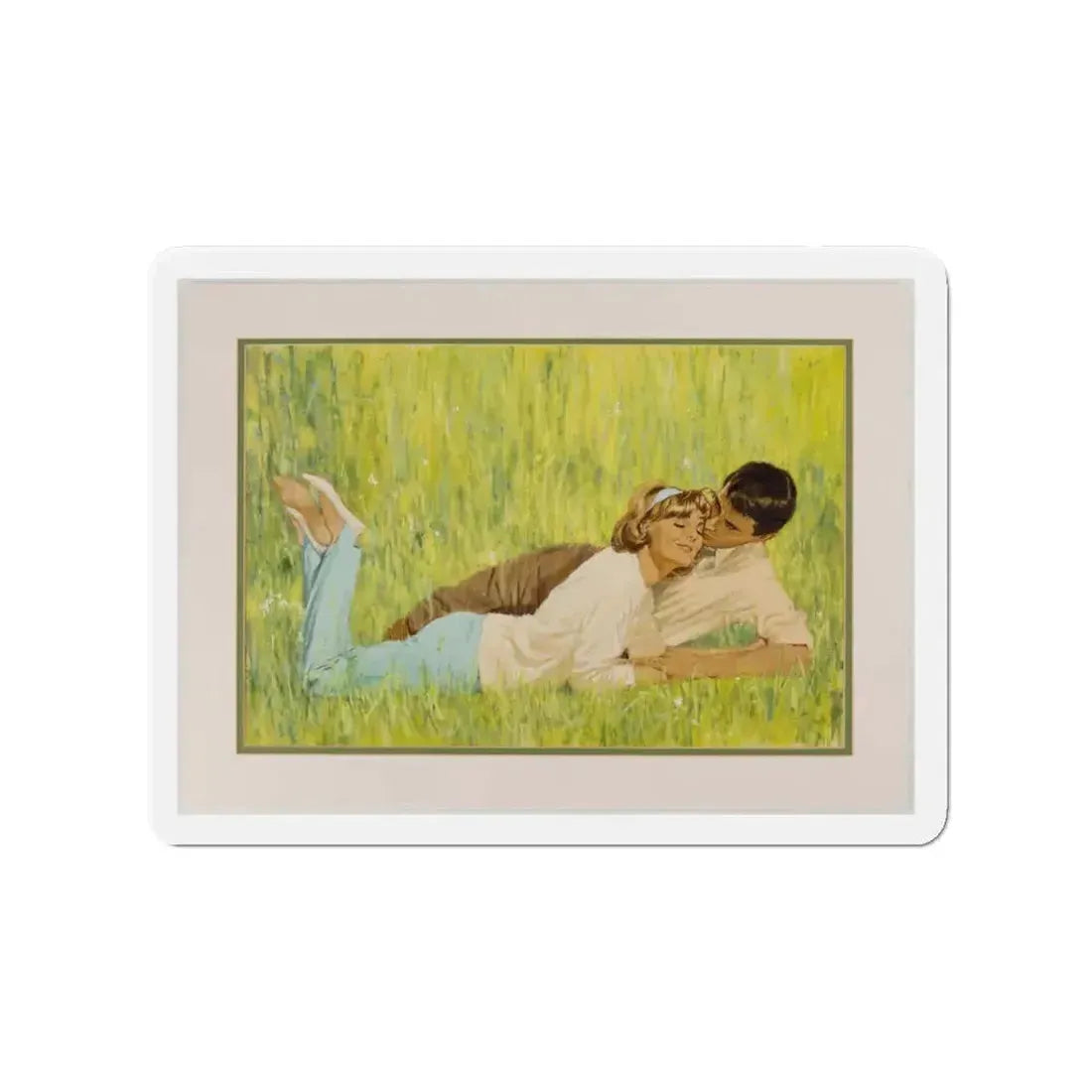 British Women's Magazine Illustration (Grestock and Marsh, c. 1960s) (Magazine Illustration) Refrigerator Magnet 3 Inch Die-Cut - The Sticker Space