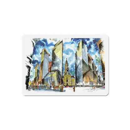 Broad and Chestnut Streets facing City Hall, Philadelphia (Magazine Illustration) Refrigerator Magnet - The Sticker Space