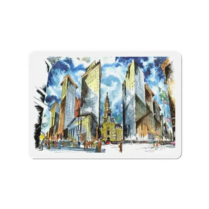 Broad and Chestnut Streets facing City Hall, Philadelphia (Magazine Illustration) Refrigerator Magnet - The Sticker Space