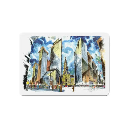 Broad and Chestnut Streets facing City Hall, Philadelphia (Magazine Illustration) Refrigerator Magnet - The Sticker Space