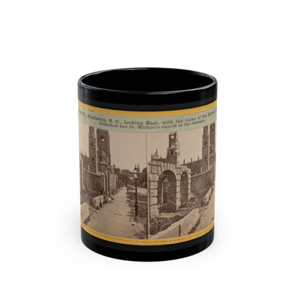 Broad St., Charleston, S.C., Looking East, With The Ruins Of The Roman Catholic Cathedral And St. Michael's Church In The Distance (U.S. Civil War) Black Coffee Mug