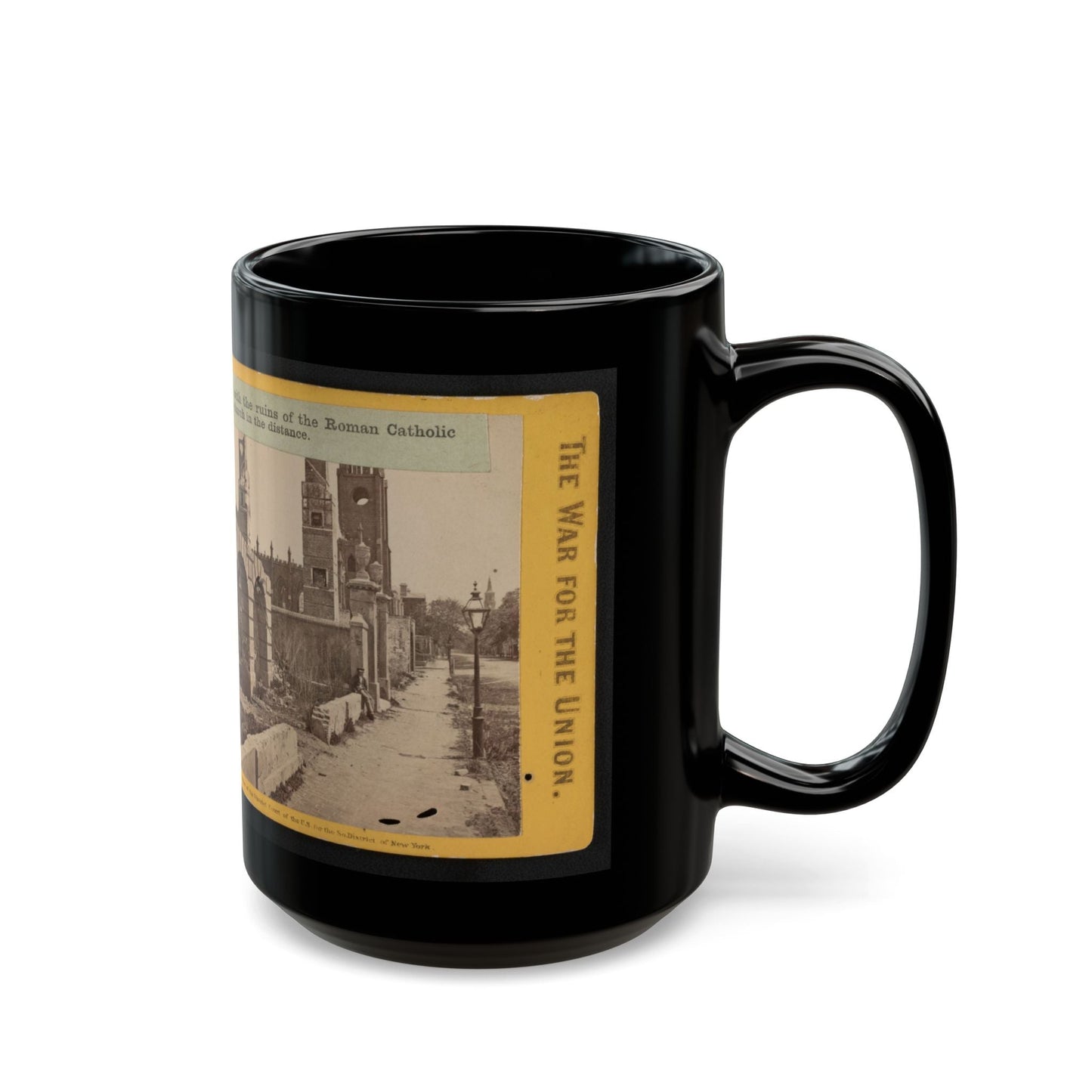 Broad St., Charleston, S.C., Looking East, With The Ruins Of The Roman Catholic Cathedral And St. Michael's Church In The Distance (U.S. Civil War) Black Coffee Mug