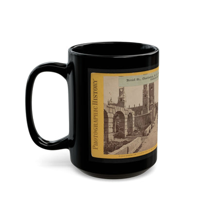 Broad St., Charleston, S.C., Looking East, With The Ruins Of The Roman Catholic Cathedral And St. Michael's Church In The Distance (U.S. Civil War) Black Coffee Mug