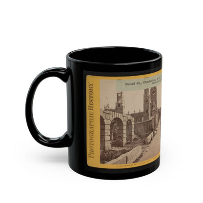 Broad St., Charleston, S.C., Looking East, With The Ruins Of The Roman Catholic Cathedral And St. Michael's Church In The Distance (U.S. Civil War) Black Coffee Mug