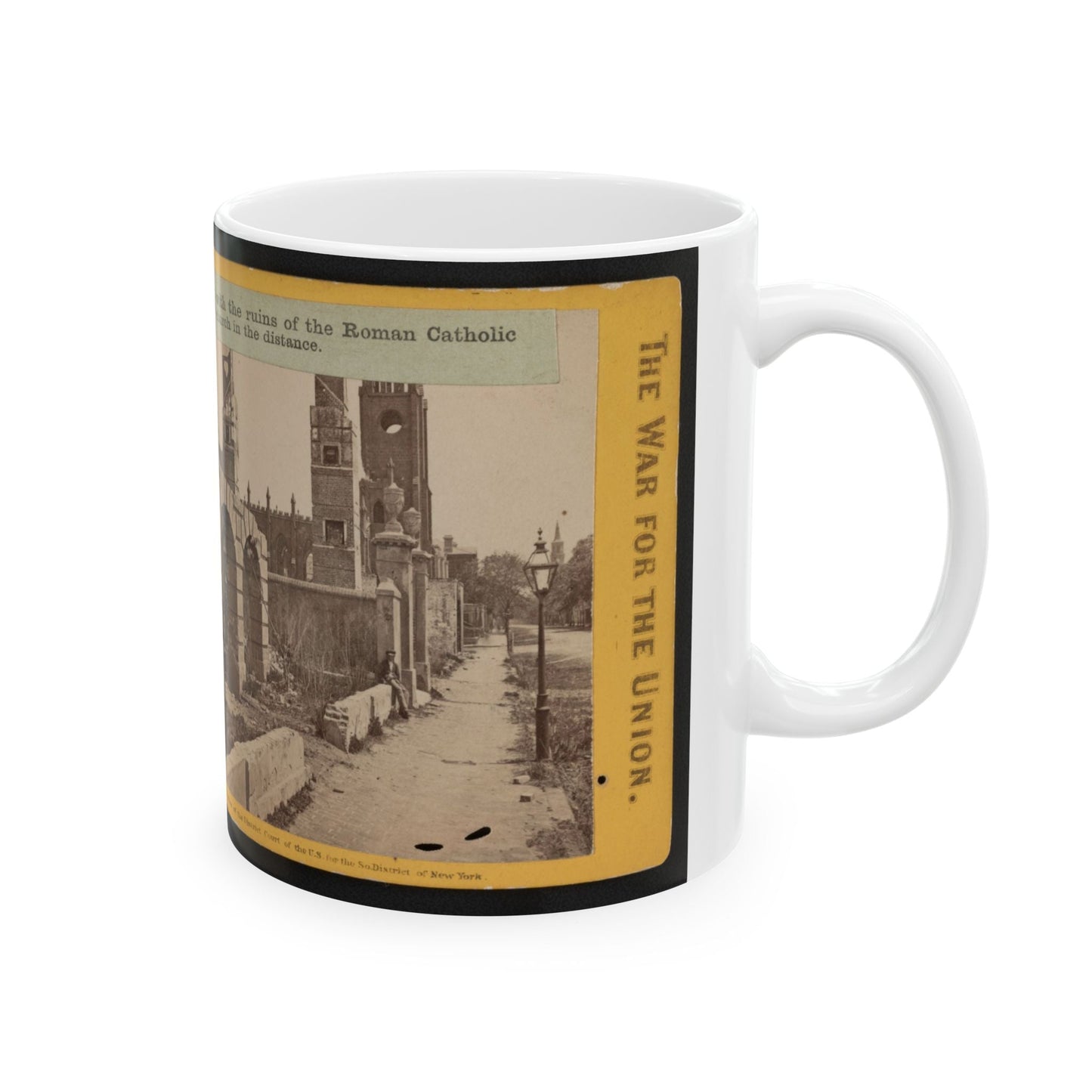 Broad St., Charleston, S.C., Looking East, With The Ruins Of The Roman Catholic Cathedral And St. Michael's Church In The Distance (U.S. Civil War) White Coffee Mug