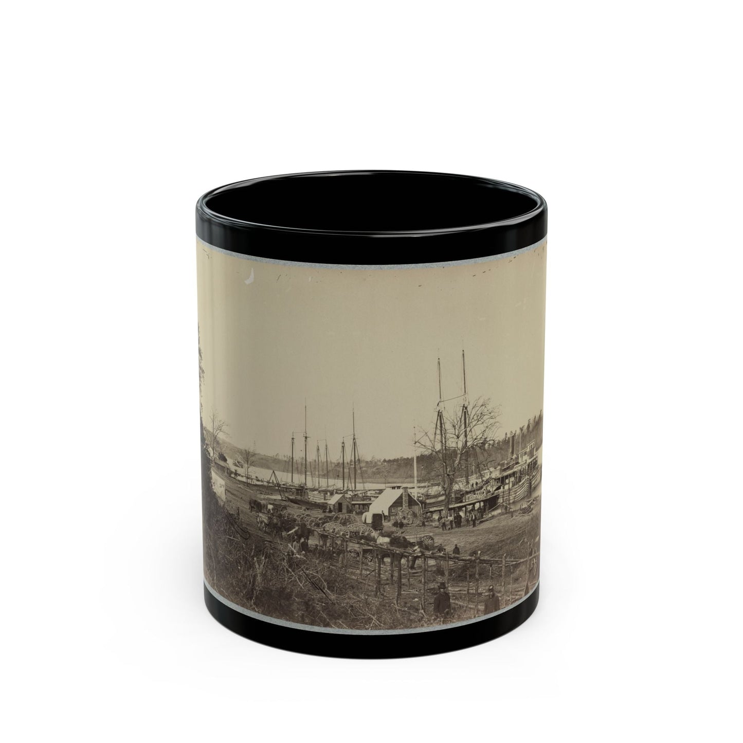 Broadway Landing, Appomattox River, Va., Butler's Signal Tower At Point Of Rocks, In Distance (U.S. Civil War) Black Coffee Mug