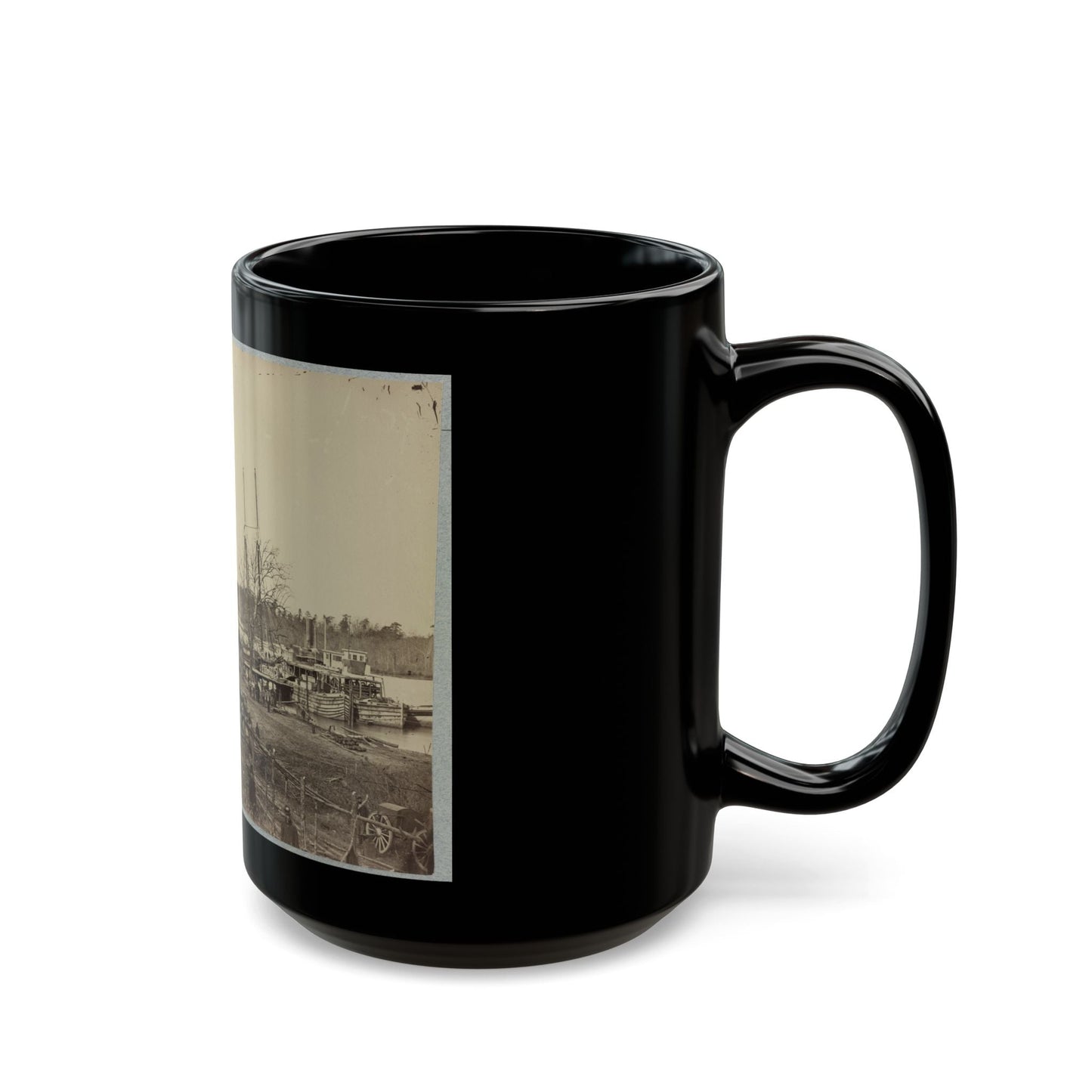 Broadway Landing, Appomattox River, Va., Butler's Signal Tower At Point Of Rocks, In Distance (U.S. Civil War) Black Coffee Mug