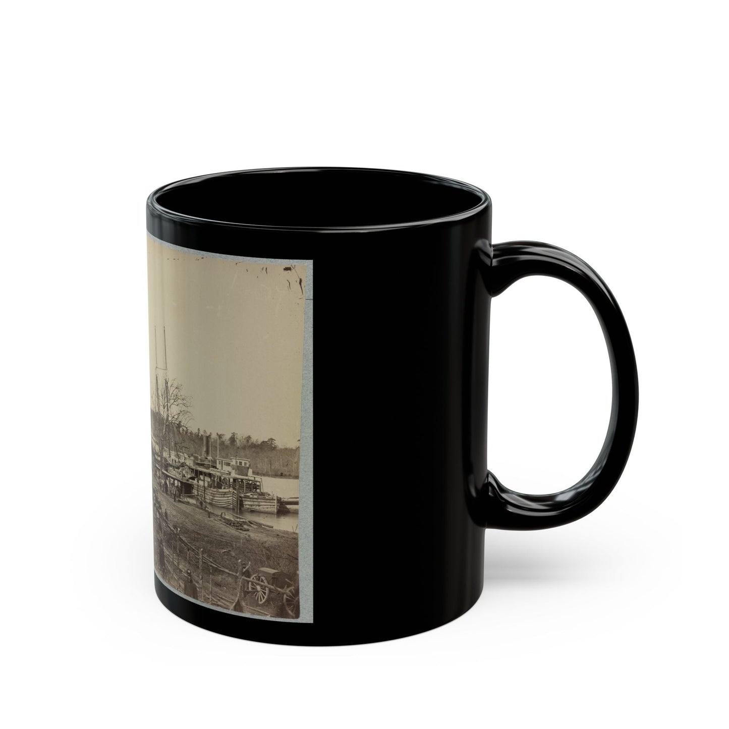 Broadway Landing, Appomattox River, Va., Butler's Signal Tower At Point Of Rocks, In Distance (U.S. Civil War) Black Coffee Mug