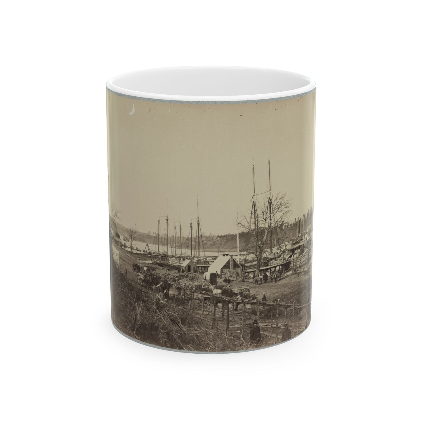 Broadway Landing, Appomattox River, Va., Butler's Signal Tower At Point Of Rocks, In Distance (U.S. Civil War) White Coffee Mug