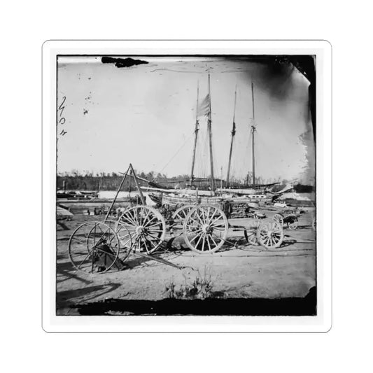 Broadway Landing, Appomattox River, Virginia. Supply Boats and Stores (U.S. Civil War) STICKER Vinyl Kiss-Cut Decal 2 Inch White - The Sticker Space