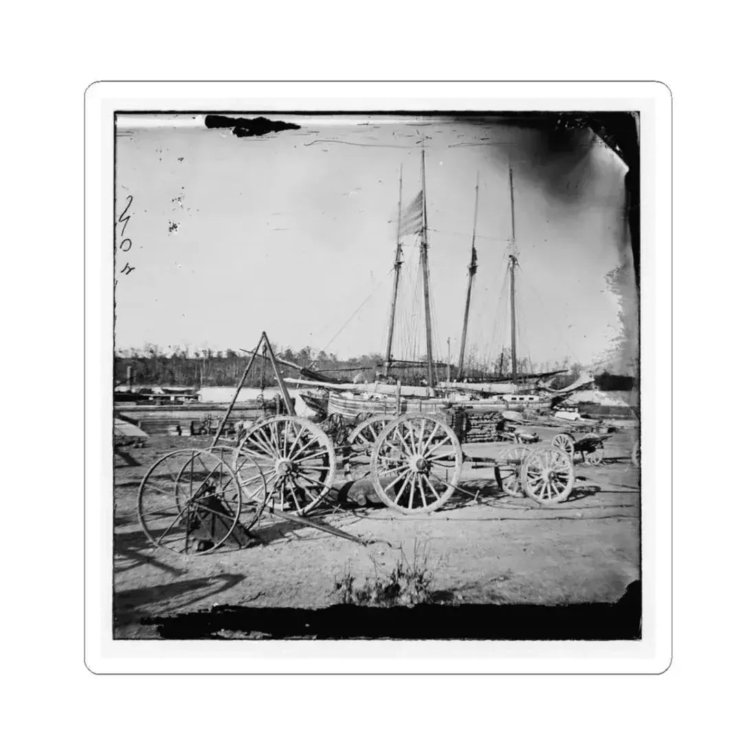 Broadway Landing, Appomattox River, Virginia. Supply Boats and Stores (U.S. Civil War) STICKER Vinyl Kiss-Cut Decal 3 Inch White - The Sticker Space