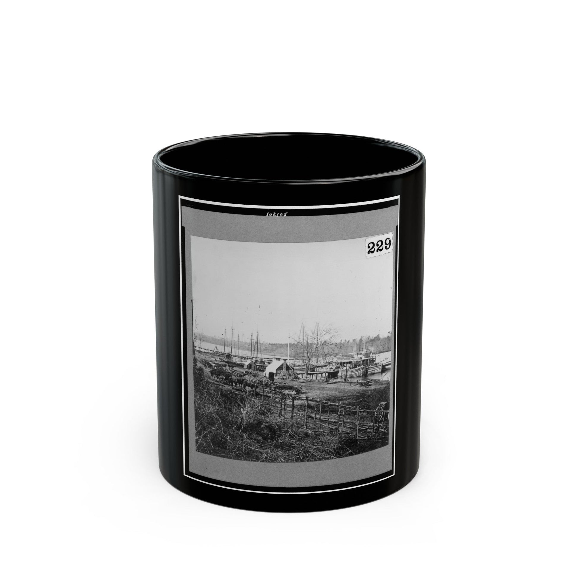 Broadway Landing, Appomattox River, Virginia (U.S. Civil War) Black Coffee Mug-11oz-The Sticker Space