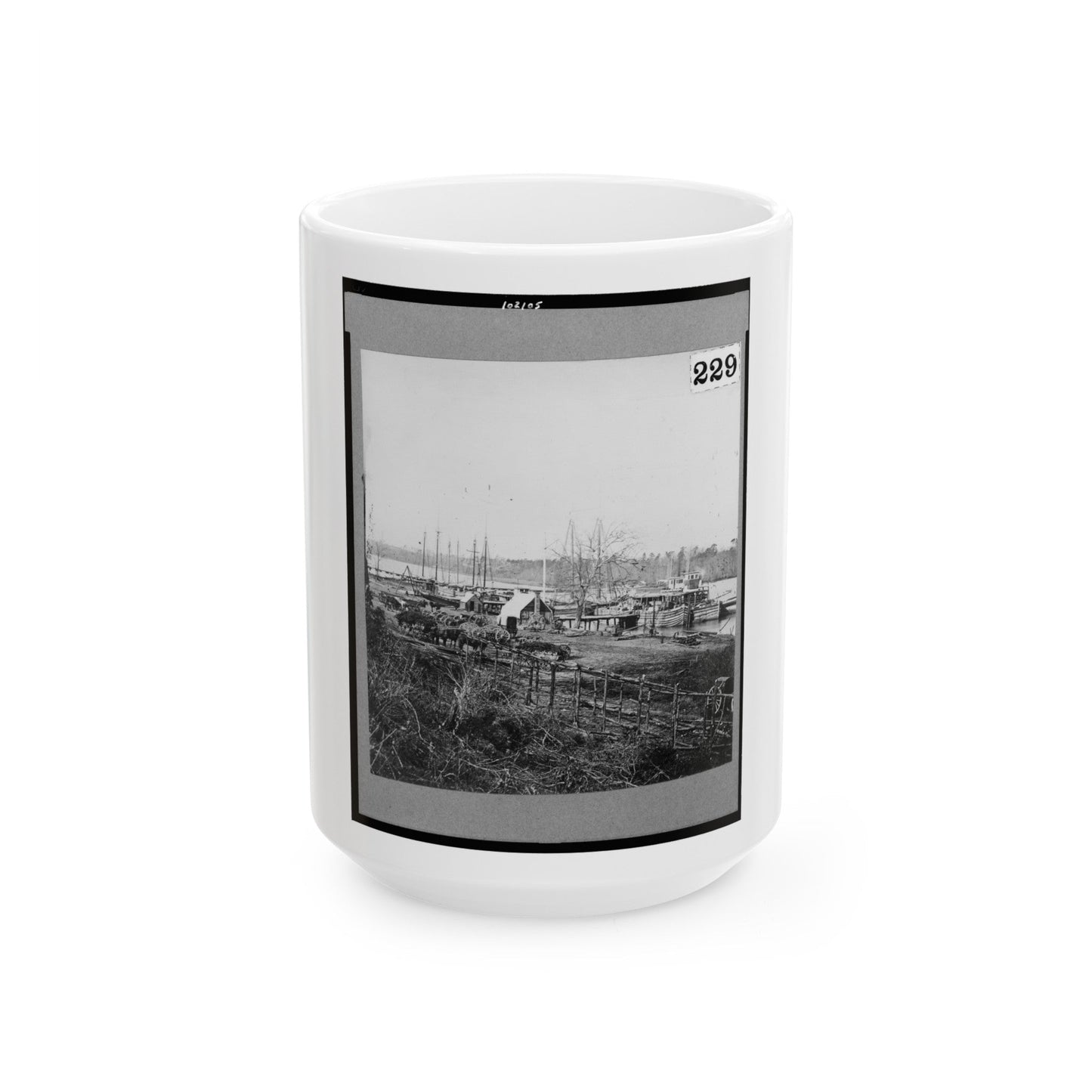 Broadway Landing, Appomattox River, Virginia (U.S. Civil War) White Coffee Mug-15oz-The Sticker Space