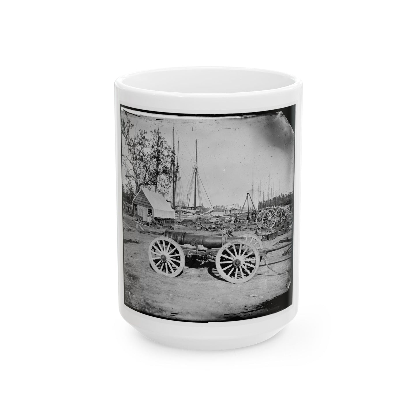 Broadway Landing, Appomattox River, Virginia. Park Of Artillery (U.S. Civil War) White Coffee Mug